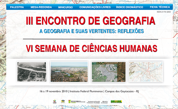 					Visualizar 2010: III Encontro de Geografia e VI Semana de Ciências Humanas
				
